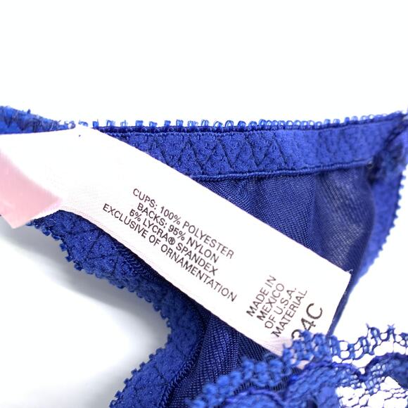 Victoria's Secret Bra Women's Size 34C Push Up Padded Lace Bralette Blue Y2K - Picture 5 of 5